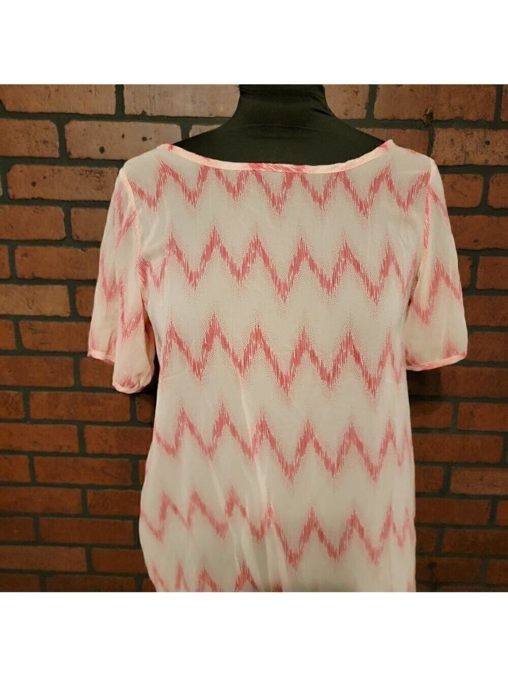 Vision Sheer Top with Back Bow detail.  Coral and Peach